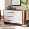 Baxton Studio Mette Mid-Century White and Walnut Finished 6-Drawer Wood Dresser 157-9522